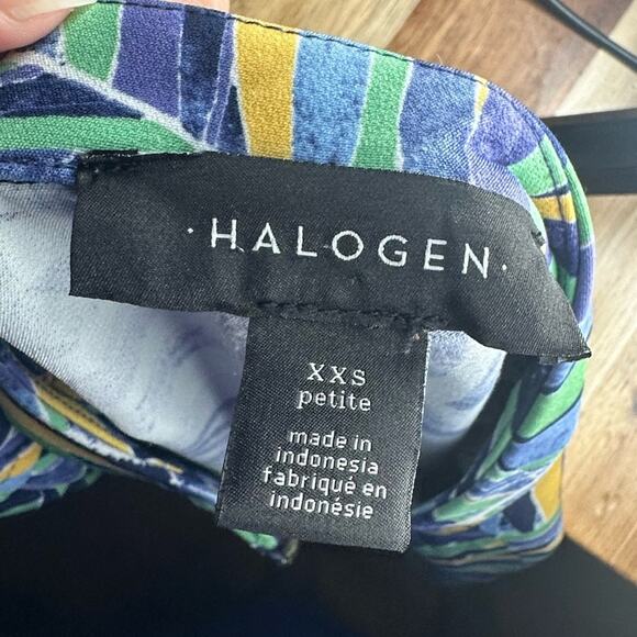 Halogen Tropical Palm Print Bomber Jacket – Blue, Green & Yellow - Picture 4 of 7